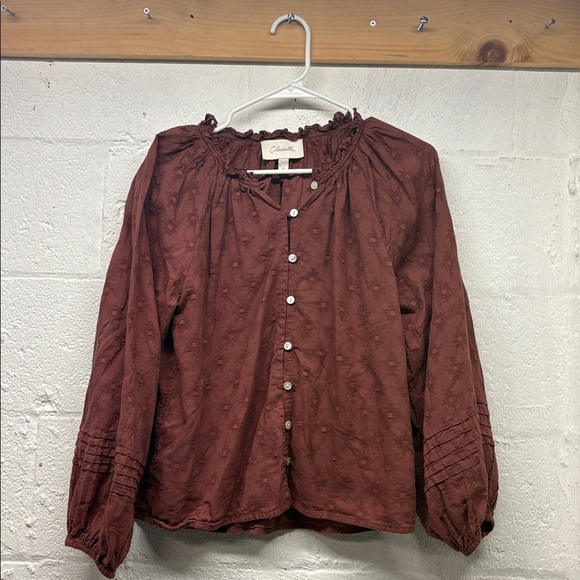 Cleobella Antonia Buttondown Top sz small brown - Picture 2 of 6